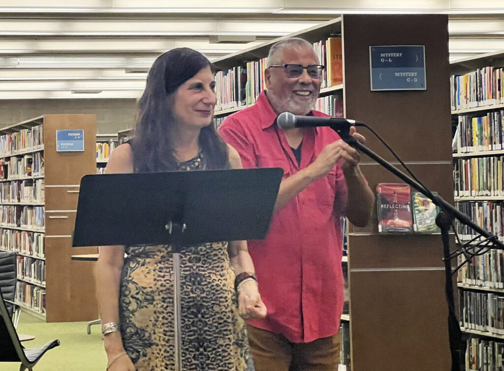 Altadena Poets Laureate (2022-24) Carla R. Sameth and Peter J. Harris kick off their first season of poetry events at the Main Library in August 2022.